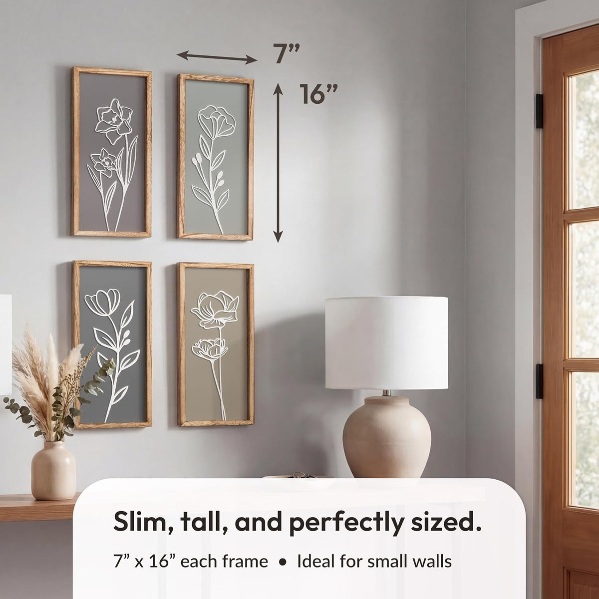 Tide and Tales 3d Framed Wall Art, Set of 4, Floral Boho Wall Decor