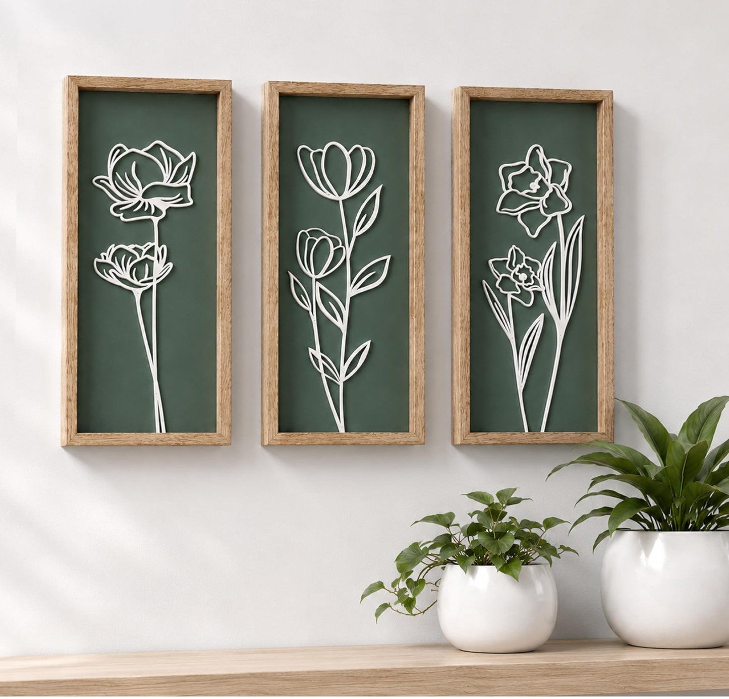Tide and Tales 3d Framed Wall Art, Set of 4, Floral Boho Wall Decor